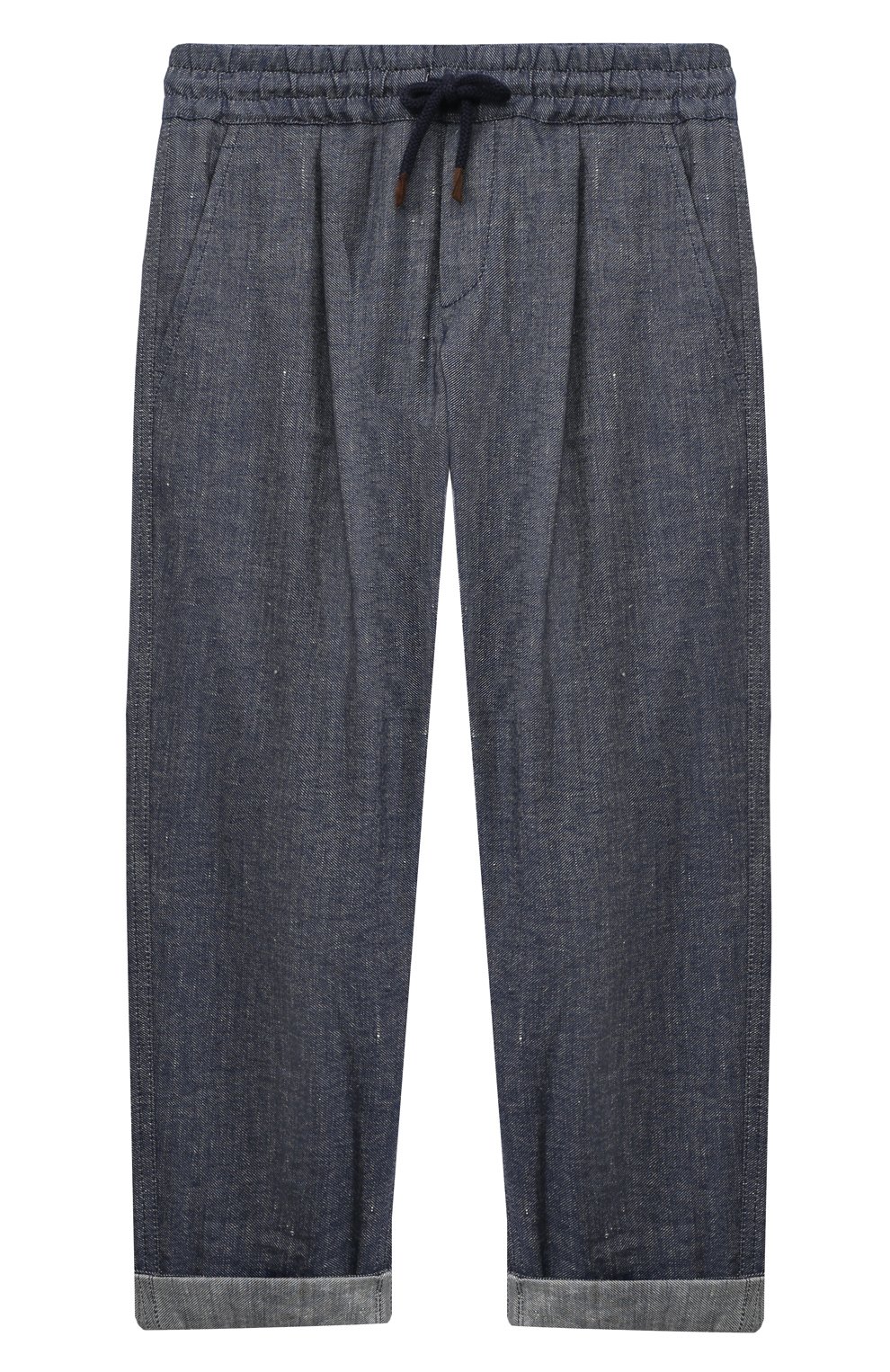 Брюки изо льна и хлопка BRUNELLO CUCINELLI темно-синего цвета по цене 41950 руб., арт. BS457P503B, фото 1 Брюки изо льна и хлопка BRUNELLO CUCINELLI, арт. BS457P503B, фото 1