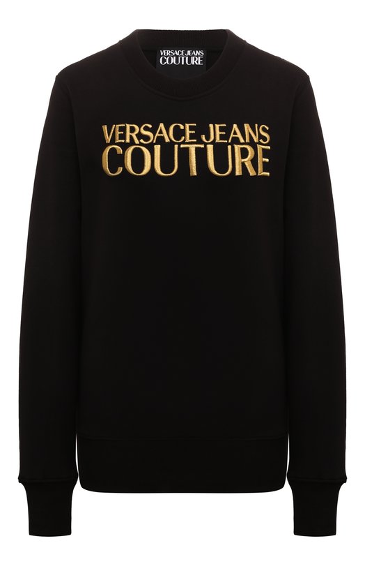 Хлопковый свитшот Versace Jeans Couture 77HAIT06/CF01T Чёрный 77HAIT06/CF01T