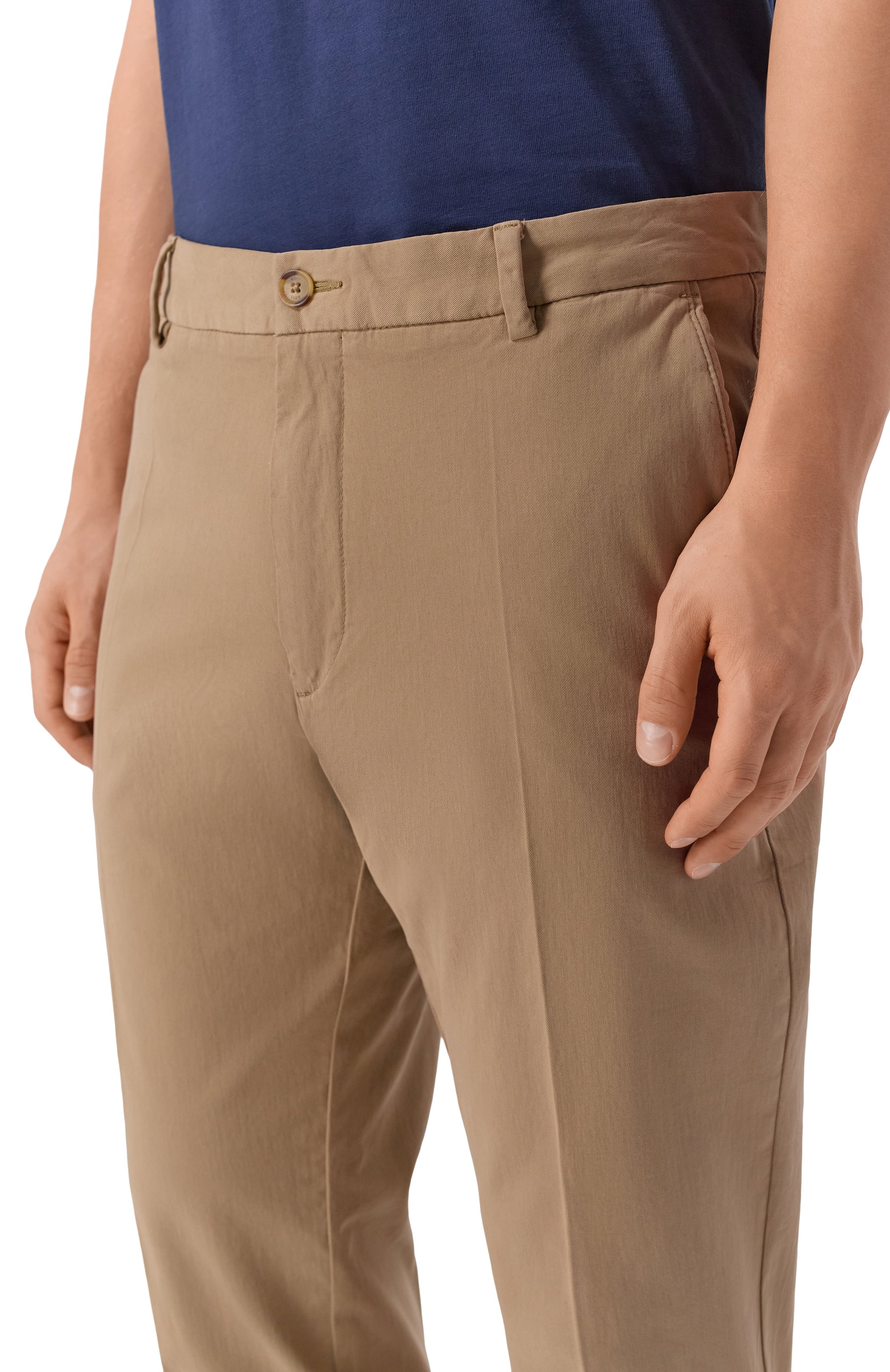 Хлопковые брюки BOSS бежевого цвета по цене 20950 руб., арт. 50543304, фото 5 Хлопковые брюки BOSS, арт. 50543304, фото 5