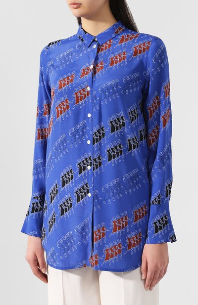 Рубашка с принтом BY MALENE BIRGER синего цвета по цене 24550 руб., арт. Q66374001/SHI1004S91, фото 3 Рубашка с принтом BY MALENE BIRGER, арт. Q66374001/SHI1004S91, фото 3