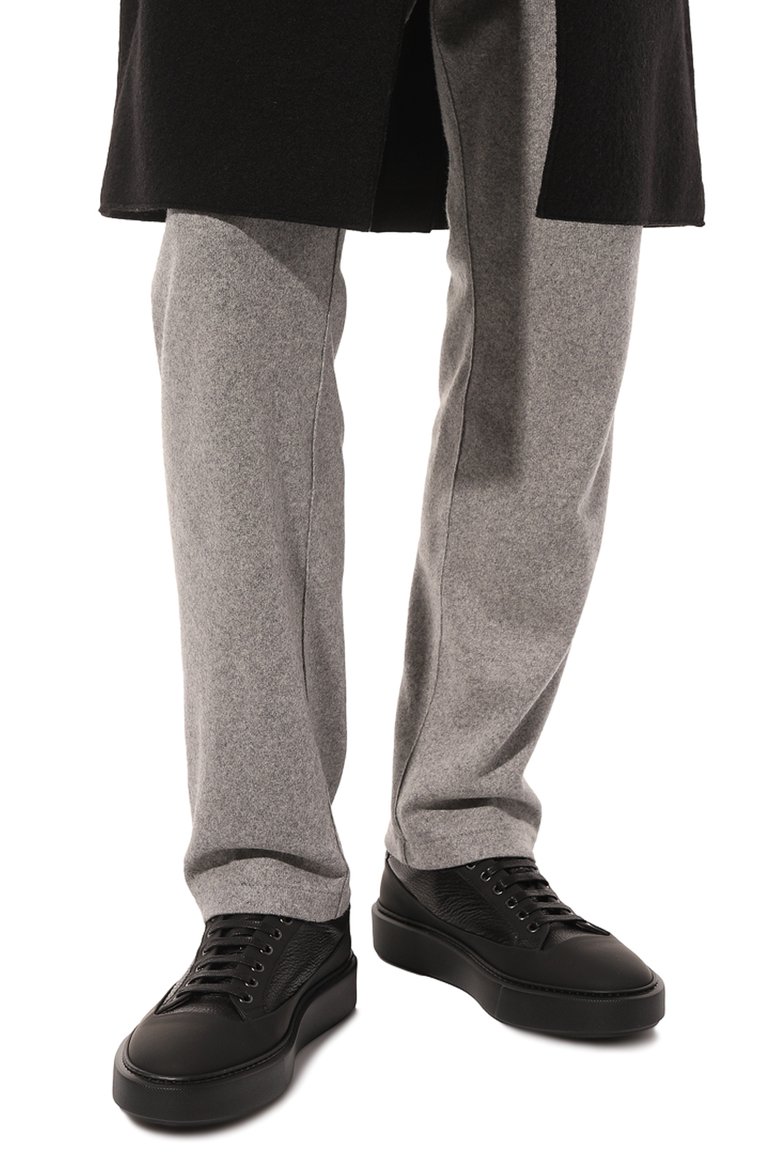 Мужские кожаные кеды BARRETT черного цвета, арт. RISE-12062.15 | Фото 3 (Материал внутренний: Натуральная кожа; Материал сплава: Проставлено; Стили: Классический; Подошва: Массивная; Драгоценные камни: Проставлено)