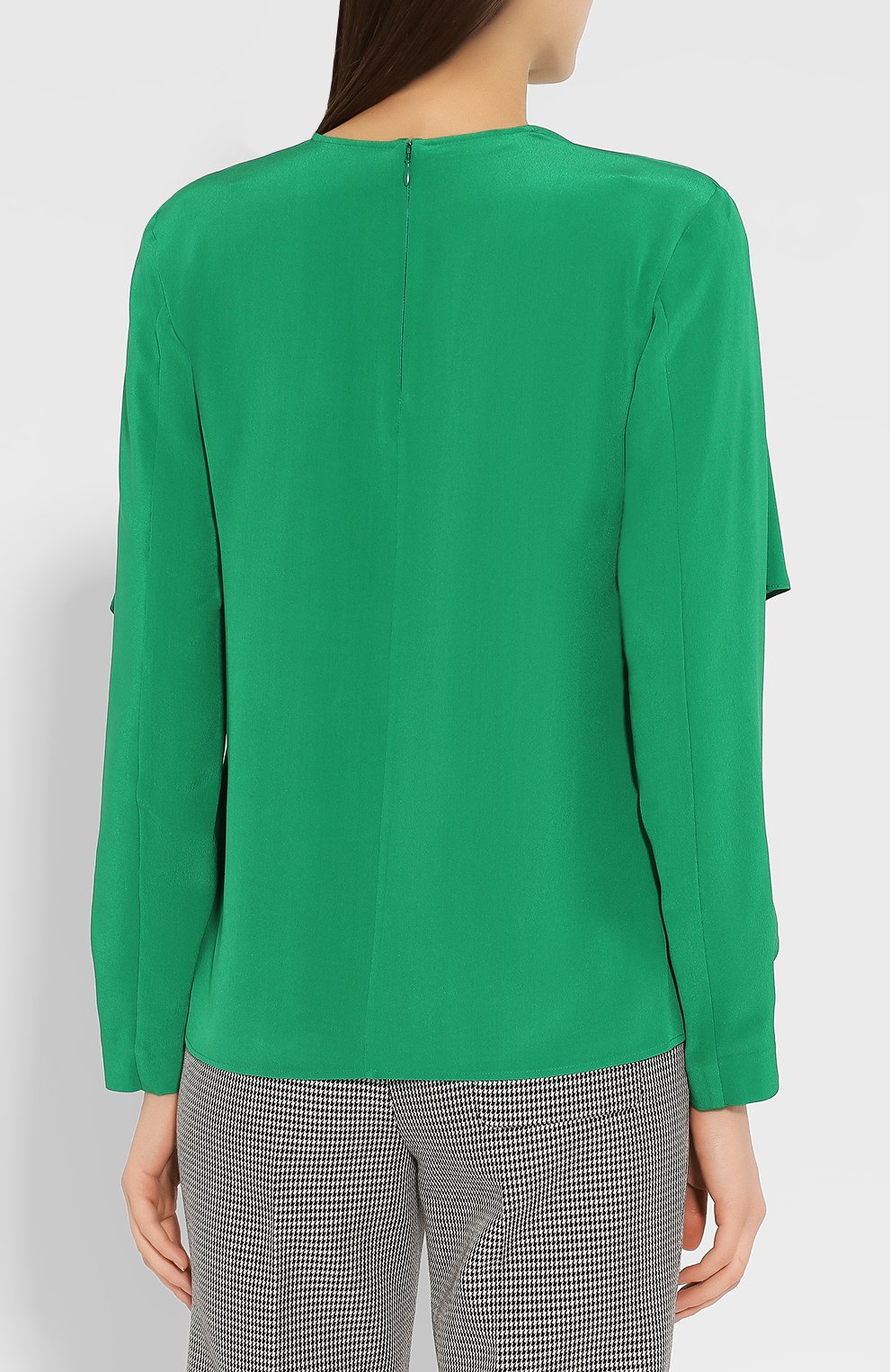 Шелковая блузка STELLA MCCARTNEY зеленого цвета по цене 54200 руб., арт. 588870/SY206, фото 4 Шелковая блузка STELLA MCCARTNEY, арт. 588870/SY206, фото 4