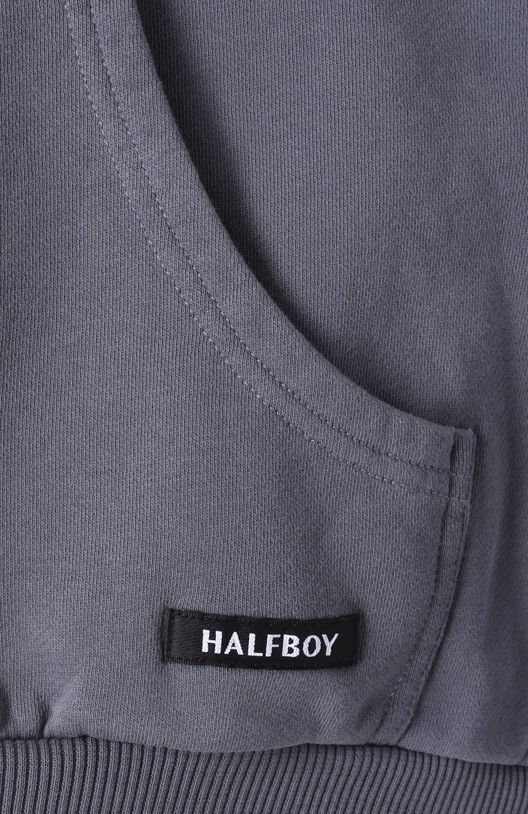 Женский хлопковая толстовка HALFBOY серого цвета, арт. HS251WF001 | Фото 6 (Материал внешний: Хлопок; Рукава: Длинные; Длина (для топов): Стандартные; Женское Кросс-КТ: Кардиган-одежда; Стили: Спорт-шик)