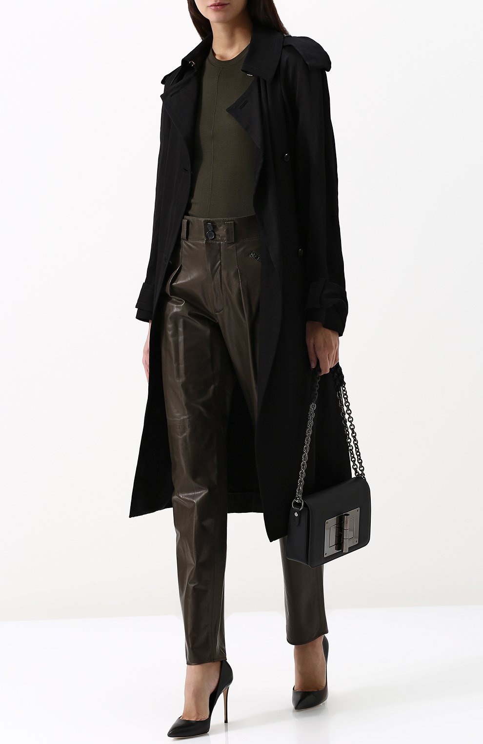 Приталенный шелковый топ с круглым вырезом TOM FORD хаки цвета по цене 58500 руб., арт. 118TSJ199-FAX290, фото 2 Приталенный шелковый топ с круглым вырезом TOM FORD, арт. 118TSJ199-FAX290, фото 2