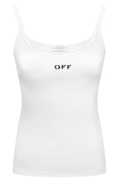 Женский хлопковый топ OFF-WHITE белого цвета, арт. 0WAD072F23JER001 | Фото 1 (Длина (для топов): Стандартные; Материал сплава: Проставлено; Материал внешний: Хлопок; Драгоценные камни: Проставлено; Стили: Минимализм)