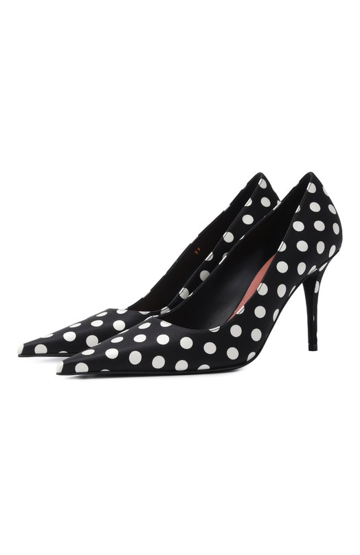 Текстильные туфли Barbara 90 Amina Muaddi BARBARA PUMP 90/SATIN Чёрно-белый BARBARA PUMP 90/SATIN