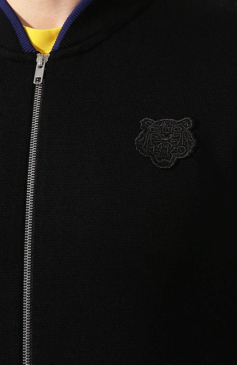 Мужской хлопковый кардиган KENZO черного цвета, арт. FA55CA1023AB | Фото 5 (Мужское Кросс-КТ: Кардиган-одежда; Материал внешний: Хлопок; Длина (для топов): Стандартные; Рукава: Длинные; Стили: Кэжуэл)
