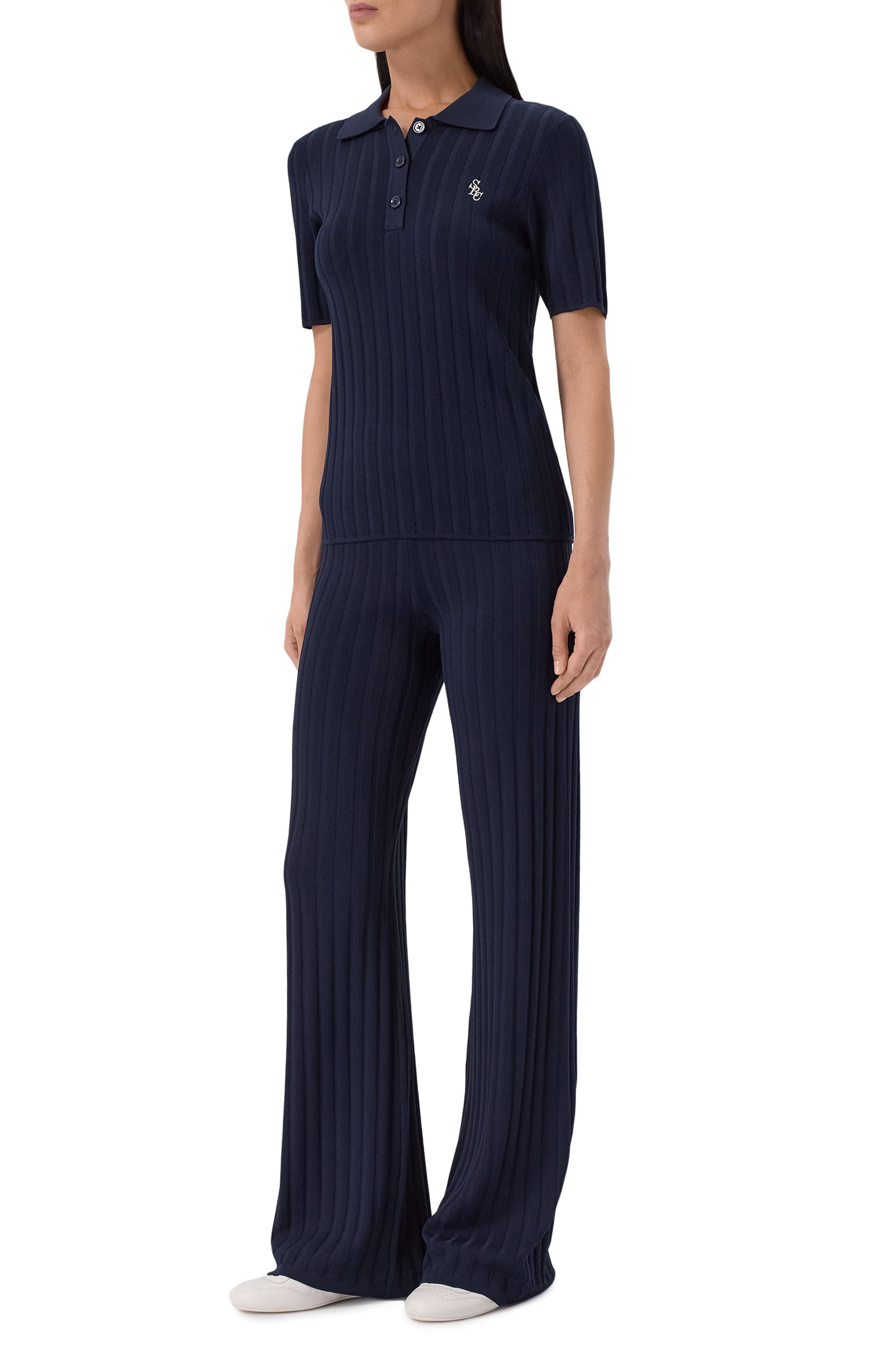 Брюки из вискозы SPORTY AND RICH синего цвета по цене 28600 руб., арт. PA049712302BL106, фото 2 Брюки из вискозы SPORTY AND RICH, арт. PA049712302BL106, фото 2