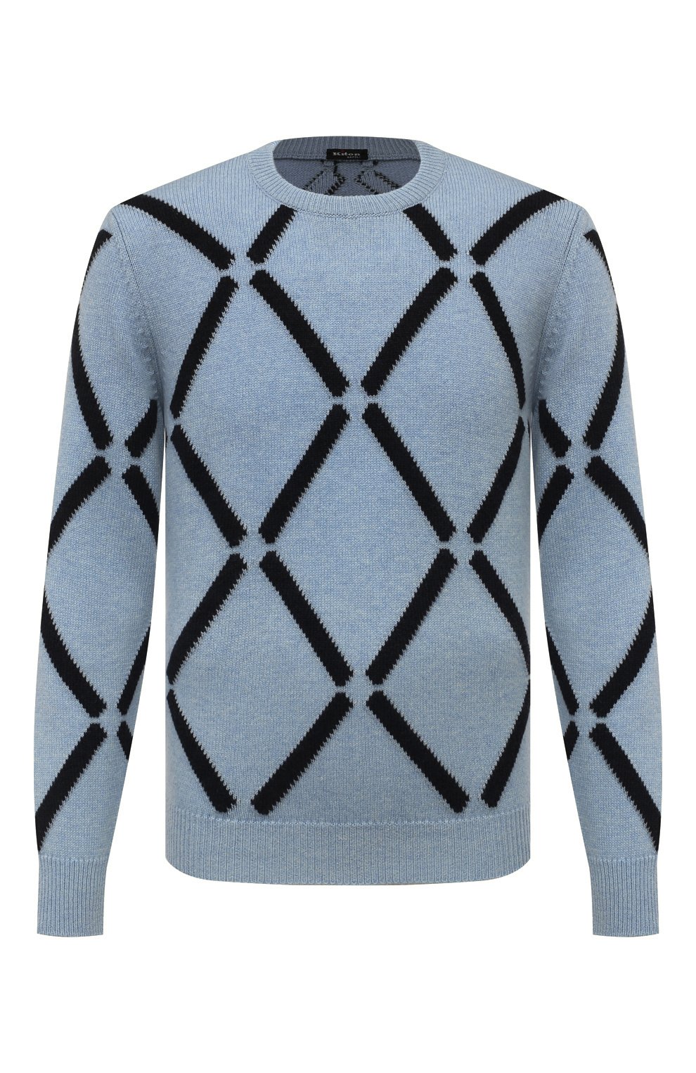 Кашемировый свитер KITON голубого цвета по цене 340500 руб., арт. UMK0512V385, фото 1 Кашемировый свитер KITON, арт. UMK0512V385, фото 1