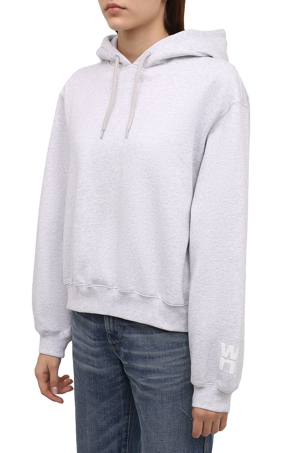 Хлопковое худи ALEXANDERWANG.T светло-серого цвета по цене 27600 руб., арт. 4CC3212053, фото 3 Хлопковое худи ALEXANDERWANG.T, арт. 4CC3212053, фото 3