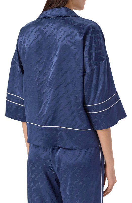 Атласная блузка Off-White 0WGG008F25FAB001 Синий  0WGG008F25FAB001 Фото 4