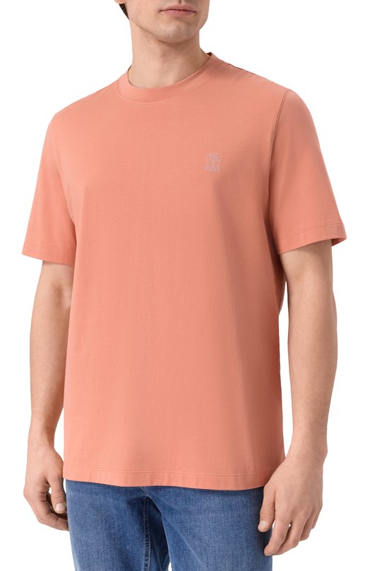 Хлопковая футболка Brunello Cucinelli M0B138440 Розовый  M0B138440 Фото 3