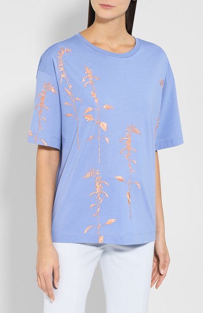 Хлопковая футболка DRIES VAN NOTEN синего цвета по цене 22900 руб., арт. 192-11179-8611, фото 3 Хлопковая футболка DRIES VAN NOTEN, арт. 192-11179-8611, фото 3