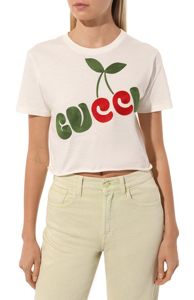 Хлопковая футболка GUCCI белого цвета по цене 56160 руб., арт. 644669 XJDBC, фото 3 Хлопковая футболка GUCCI, арт. 644669 XJDBC, фото 3