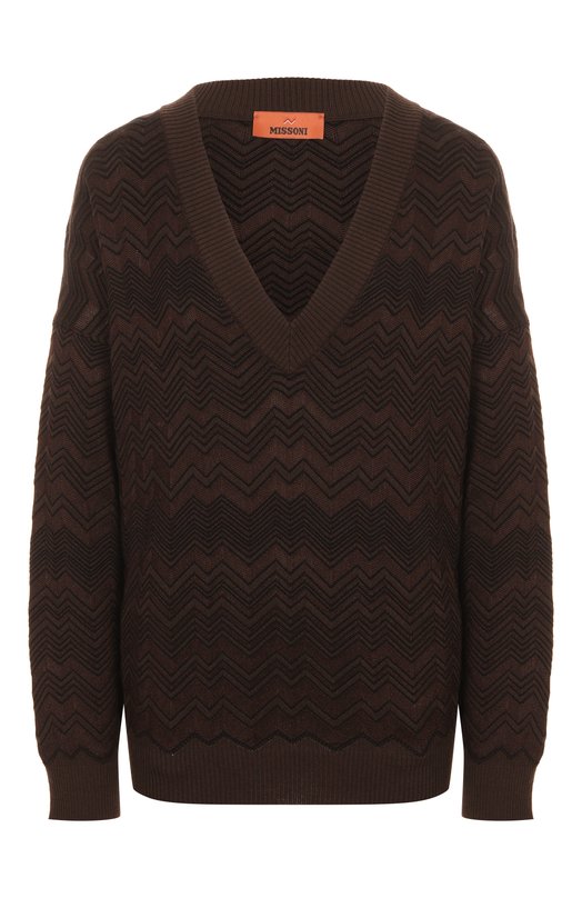 Пуловер из шерсти и вискозы Missoni DS25WN14/BK01CP Коричневый DS25WN14/BK01CP