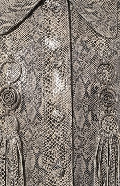 Женское кожаное пальто GUCCI серого цвета, арт. 613310 XNAJT | Фото 5 (Рукава: Длинные; Длина (верхняя одежда): Длинные; Драгоценные камни: Проставлено; Материал сплава: Проставлено; Материал внешний: Натуральная кожа; 1-2-бортные: Однобортные; Стили: Кэжуэл; Женское Кросс-КТ: Замша и кожа)