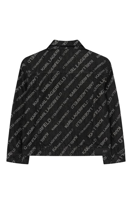 Детского джинсовая куртка KARL LAGERFELD KIDS темно-серого цвета, арт. Z30426 | Фото 2 (Материал подклада: Синтетический материал; Драгоценные камни: Проставлено; Материал сплава: Проставлено; Материал внешний: Хлопок; Рукава: Длинные)