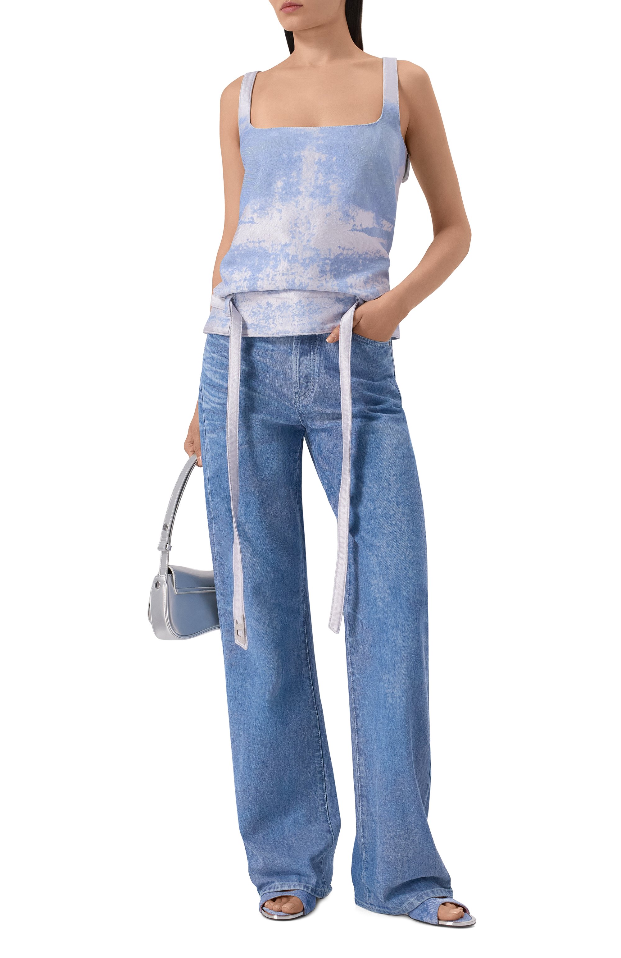 Джинсовый топ de-sayra DIESEL голубого цвета по цене 69400 руб., арт. A22853/0EFDK, фото 2 Джинсовый топ de-sayra DIESEL, арт. A22853/0EFDK, фото 2