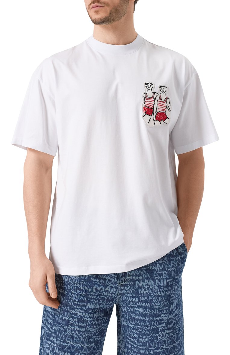 Мужская хлопковая футболка MSGM белого цвета, арт. 3840MM140/257002 | Фото 3 (Материал сплава: Проставлено; Рукава: Короткие; Длина (для топов): Стандартные; Драгоценные камни: Проставлено; Стили: Кэжуэл; Принт: С принтом; Материал внешний: Хлопок; Кросс-КТ: Джерси; Мужское Кросс-КТ: Футболка-одежда)