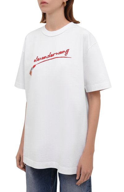 Хлопковая футболка ALEXANDER WANG белого цвета по цене 15700 руб., арт. UCC4211467, фото 3 Хлопковая футболка ALEXANDER WANG, арт. UCC4211467, фото 3