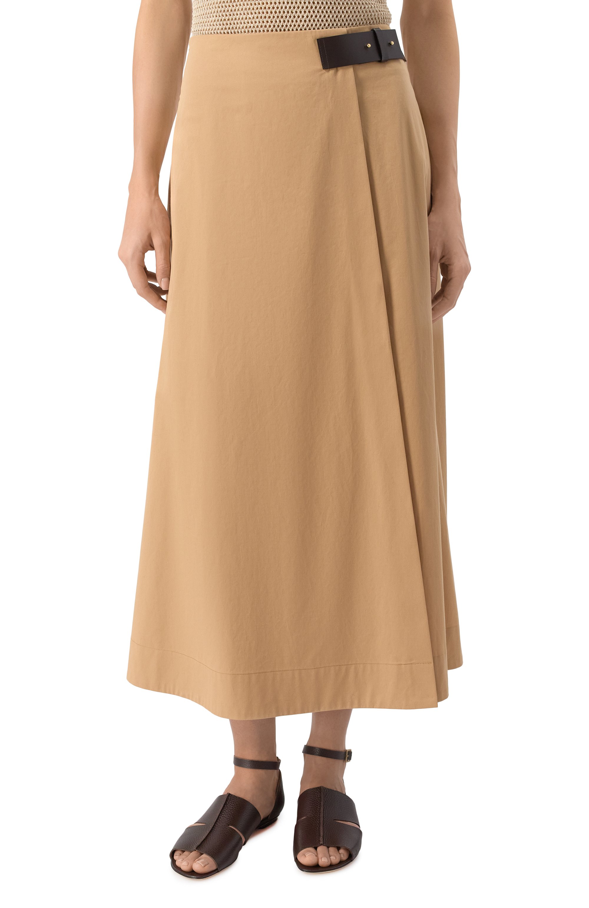 Хлопковая юбка LORENA ANTONIAZZI бежевого цвета по цене 87350 руб., арт. E2541G033A/4818, фото 3 Хлопковая юбка LORENA ANTONIAZZI, арт. E2541G033A/4818, фото 3