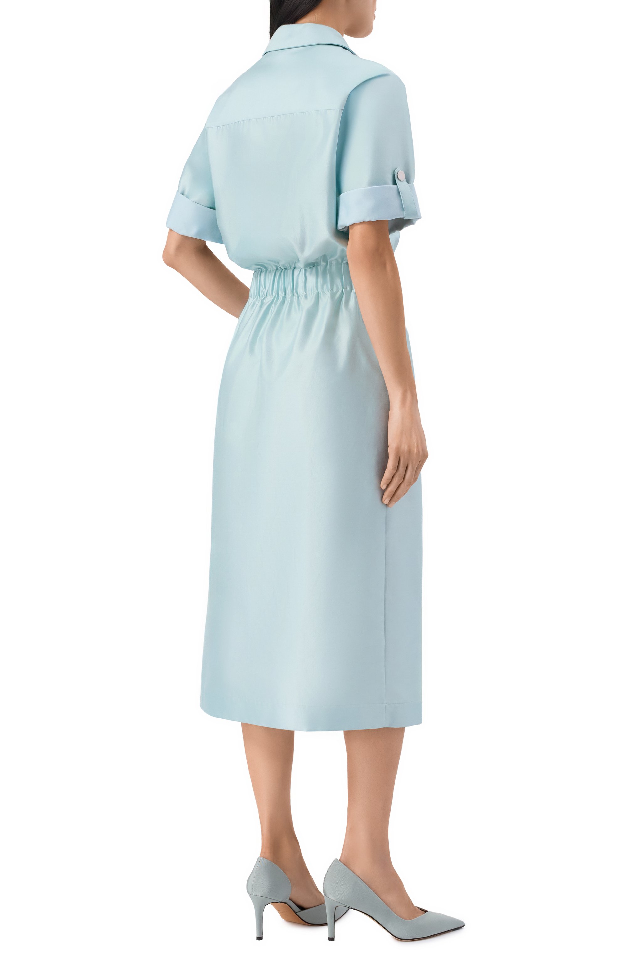 Платье из хлопка и шелка KITON голубого цвета по цене 271000 руб., арт. D49305K09R1921, фото 3 Платье из хлопка и шелка KITON, арт. D49305K09R1921, фото 3