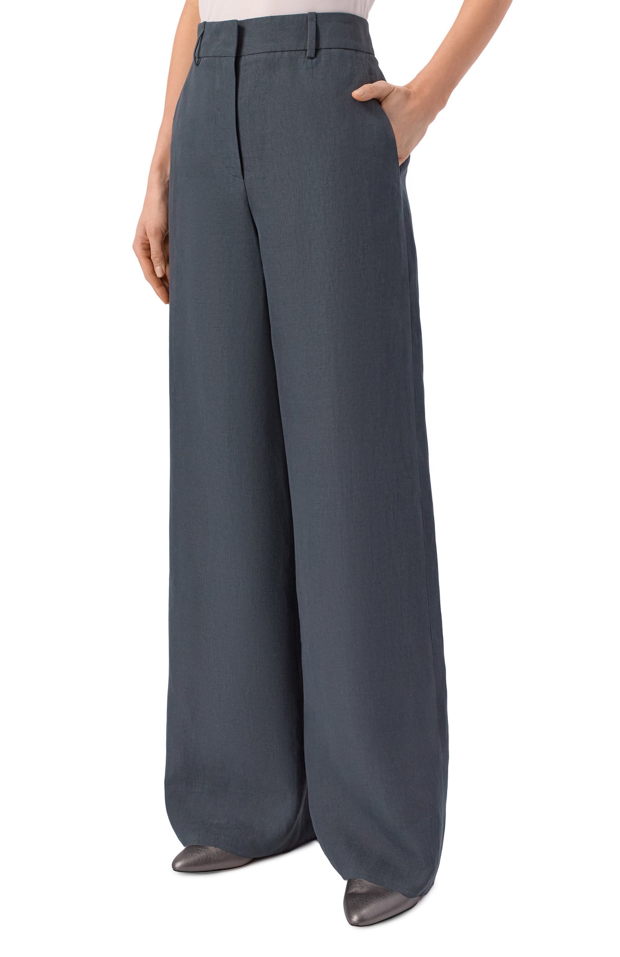 Льняные брюки GIORGIO ARMANI темно-серого цвета по цене 158000 руб., арт. GW002791/TE11126, фото 3 Льняные брюки GIORGIO ARMANI, арт. GW002791/TE11126, фото 3