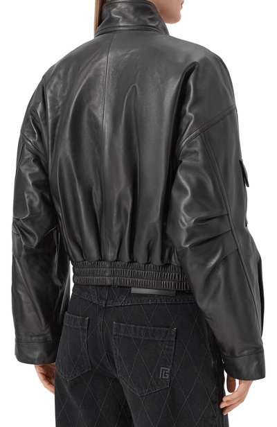 Кожаный бомбер BALMAIN черного цвета по цене 527000 руб., арт. HF1TFA85/LE35, фото 4 Кожаный бомбер BALMAIN, арт. HF1TFA85/LE35, фото 4