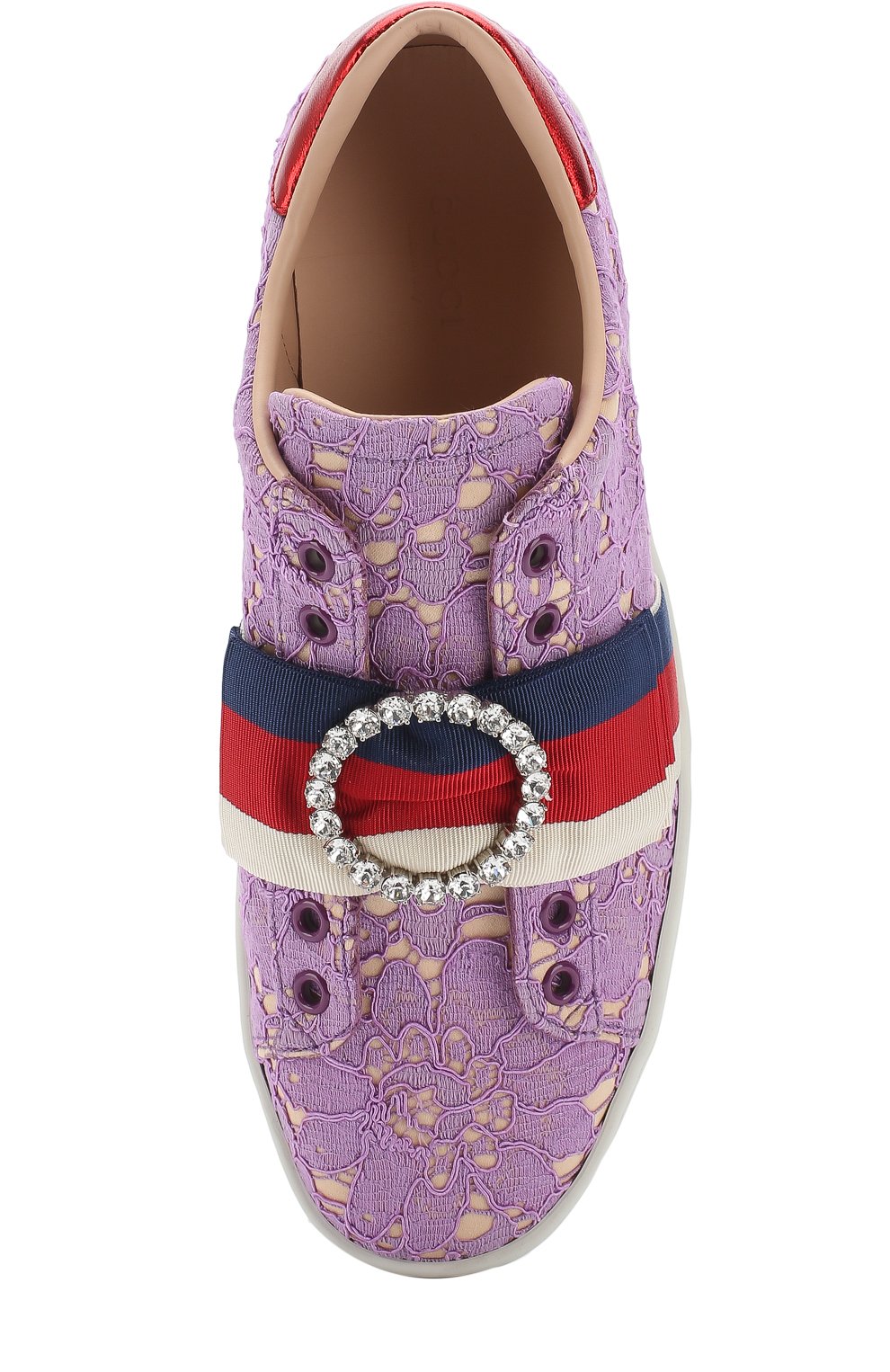 Текстильные кеды ace с кружевной отделкой GUCCI, арт. 498705/9MW10, фото 5