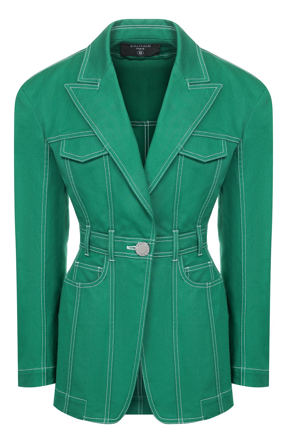 Джинсовый жакет BALMAIN зеленого цвета по цене 199500 руб., арт. TF07315/D022, фото 1 Джинсовый жакет BALMAIN, арт. TF07315/D022, фото 1
