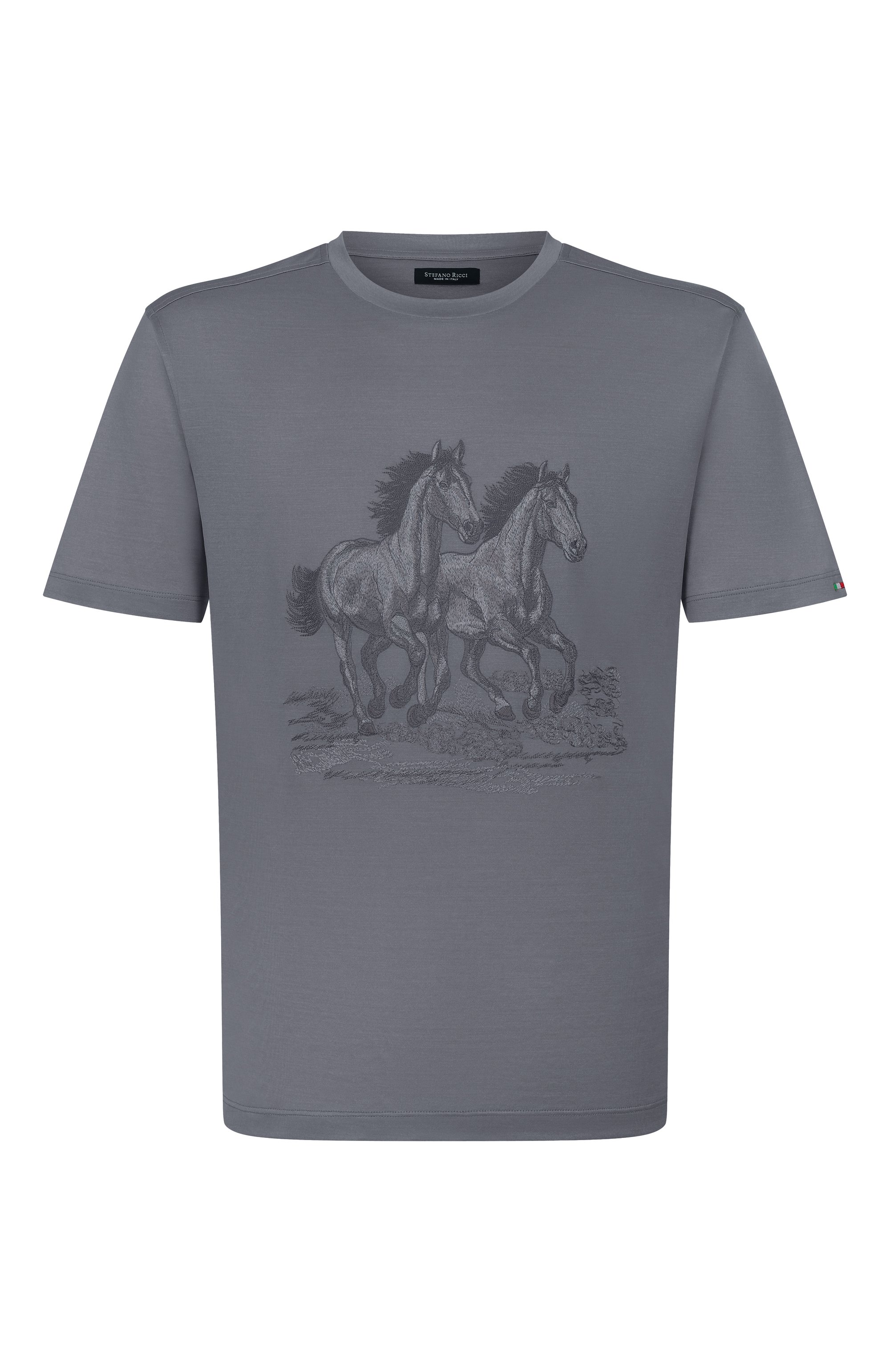 Хлопковая футболка STEFANO RICCI серого цвета по цене 103000 руб., арт. MNH6205360/TE0001, фото 1 Хлопковая футболка STEFANO RICCI, арт. MNH6205360/TE0001, фото 1