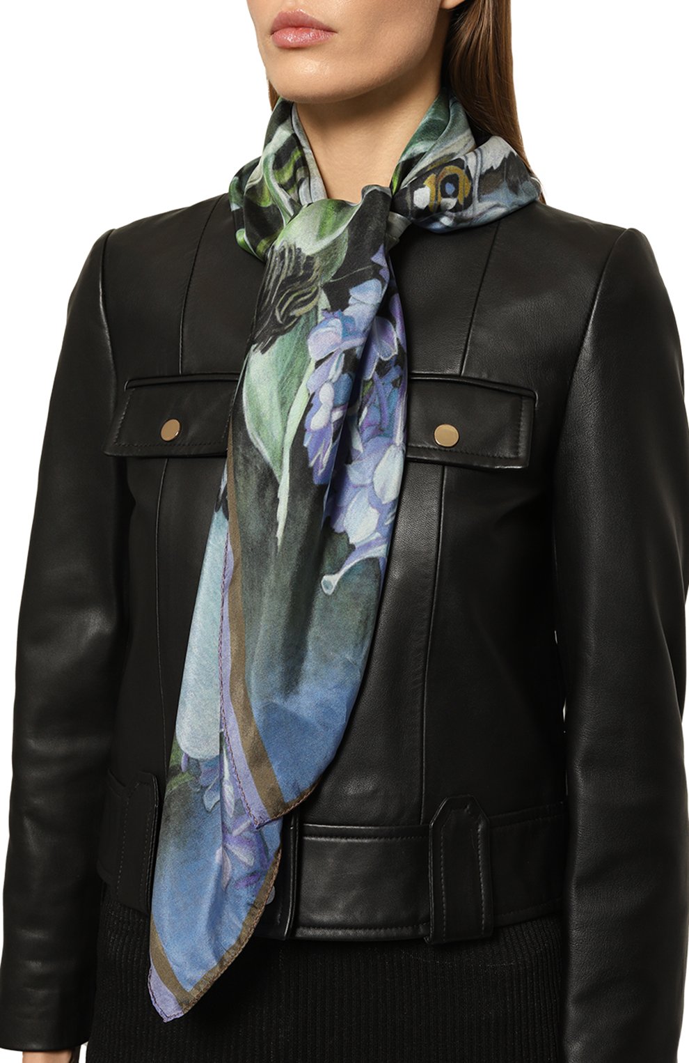 Шелковый платок голубой букет GOURJI, арт. 91128137/4441172, фото 2