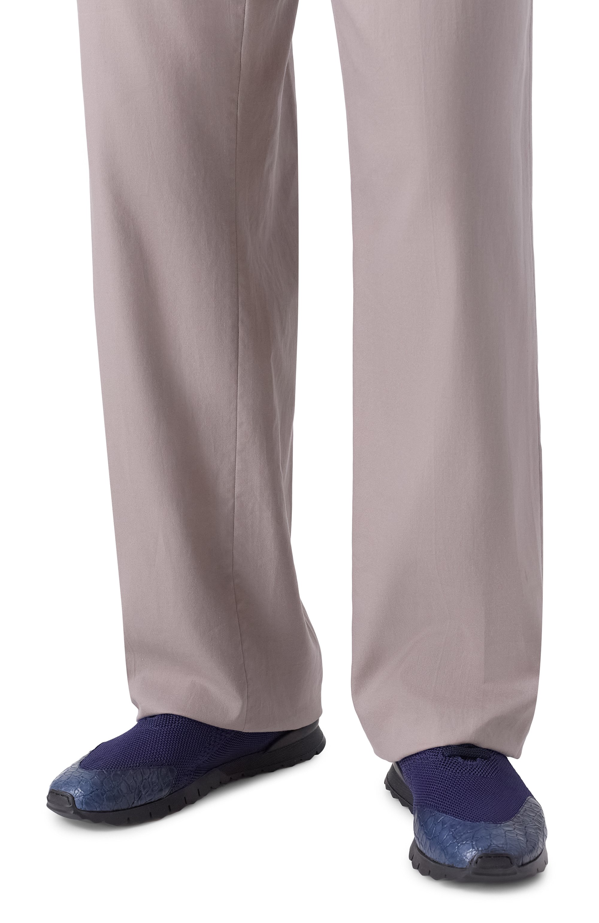 Текстильные кроссовки с отделкой из аллигатора KITON, арт. USSFITBN0134202, фото 3