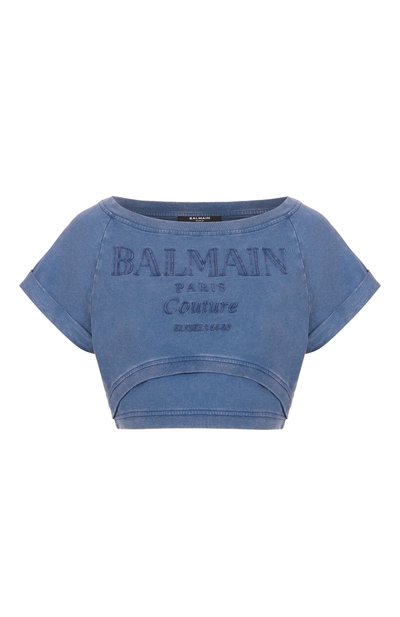 Женская хлопковая футболка BALMAIN, арт. EF1EE121/BC96