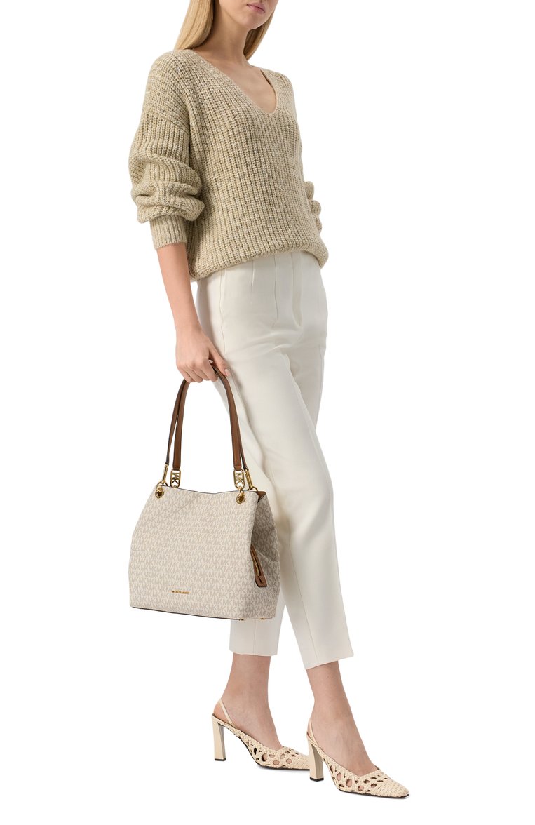 Женская сумка-тоут kensington large MICHAEL MICHAEL KORS кремового цвета, арт. 30F3G8KT7B | Фото 7 (Материал: Экокожа; Размер: large)