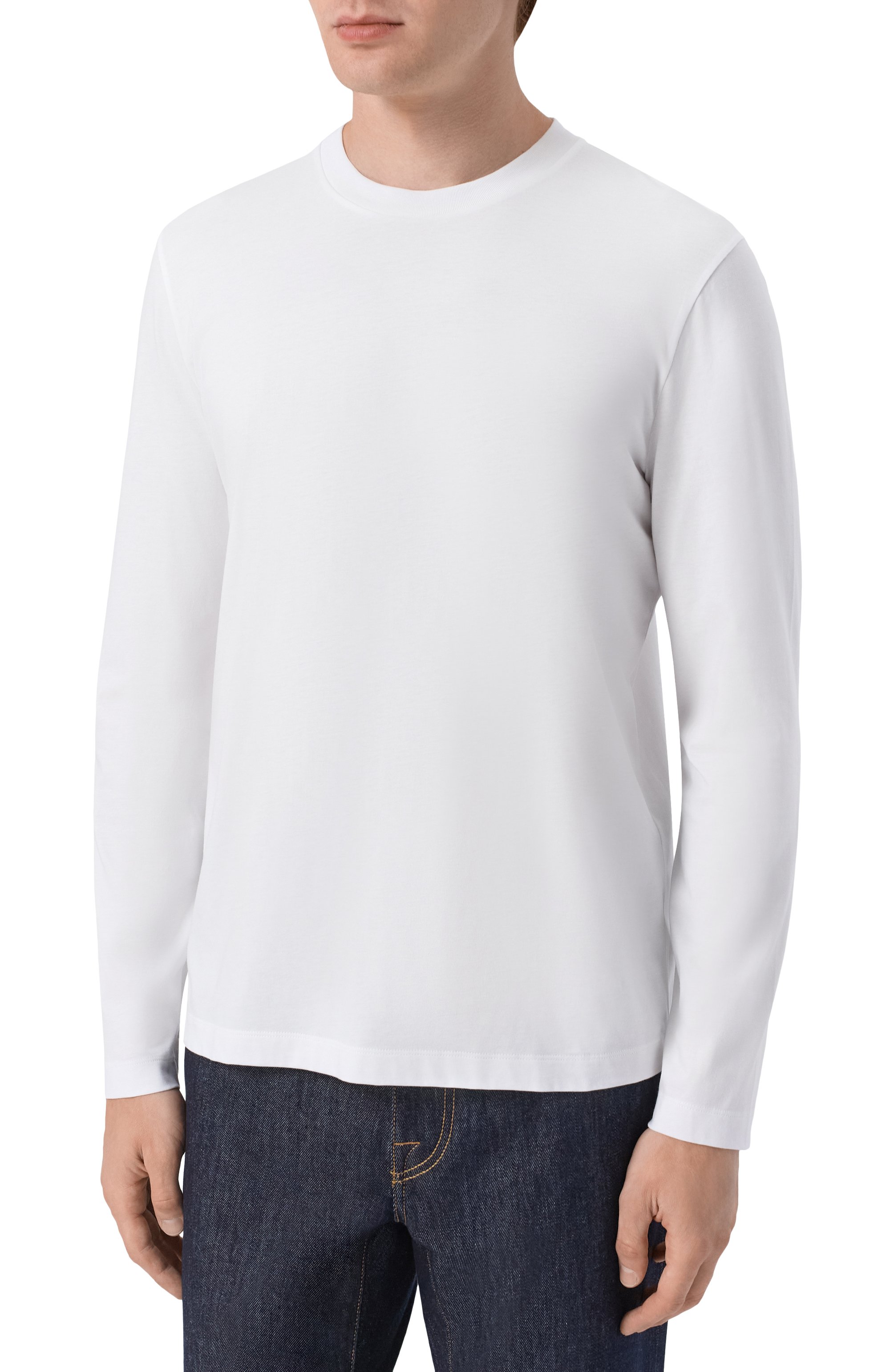 Хлопковый лонгслив CORNELIANI белого цвета по цене 20800 руб., арт. 28G570/2A25022, фото 3 Хлопковый лонгслив CORNELIANI, арт. 28G570/2A25022, фото 3