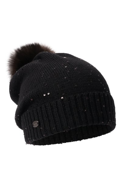 Кашемировая шапка с отделкой из соболя BLACK SABLE черного цвета по цене 72000 руб., арт. BS-47CC15, фото 1 Кашемировая шапка с отделкой из соболя BLACK SABLE, арт. BS-47CC15, фото 1