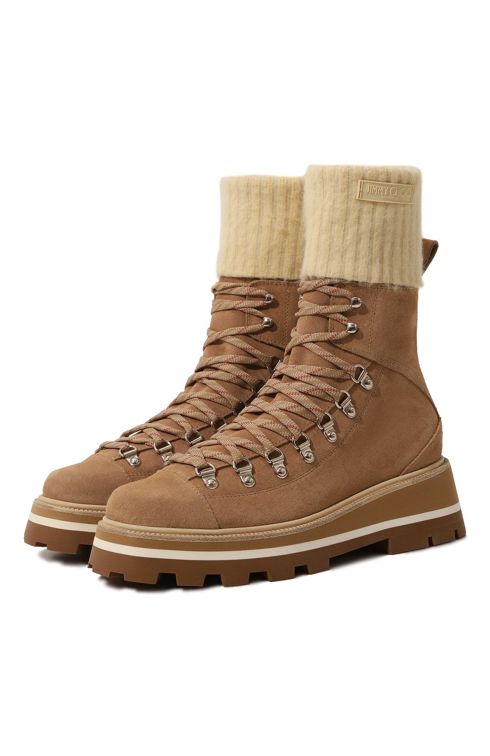 Замшевые хайкеры chike JIMMY CHOO бежевого цвета по цене 117000 руб., арт. CHIKE FLAT/AFK, фото 1 Замшевые хайкеры chike JIMMY CHOO, арт. CHIKE FLAT/AFK, фото 1