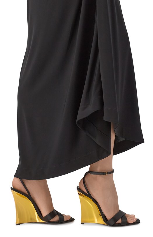 Атласные босоножки Lydia 100 Saint Laurent 830287/9QNA0 Чёрный  830287/9QNA0 Фото 3