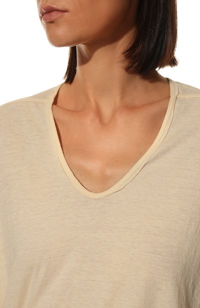 Хлопковая футболка RICK OWENS бежевого цвета по цене 27500 руб., арт. RP01B4206/JH, фото 5 Хлопковая футболка RICK OWENS, арт. RP01B4206/JH, фото 5