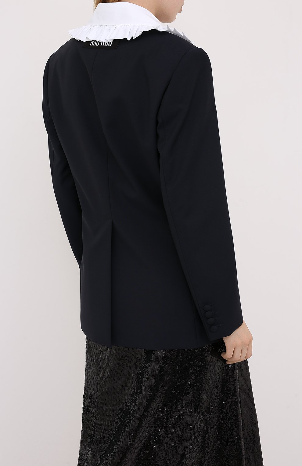 Шерстяной жакет MIU MIU синего цвета по цене 260000 руб., арт. MH1607-D39-F0008, фото 4 Шерстяной жакет MIU MIU, арт. MH1607-D39-F0008, фото 4