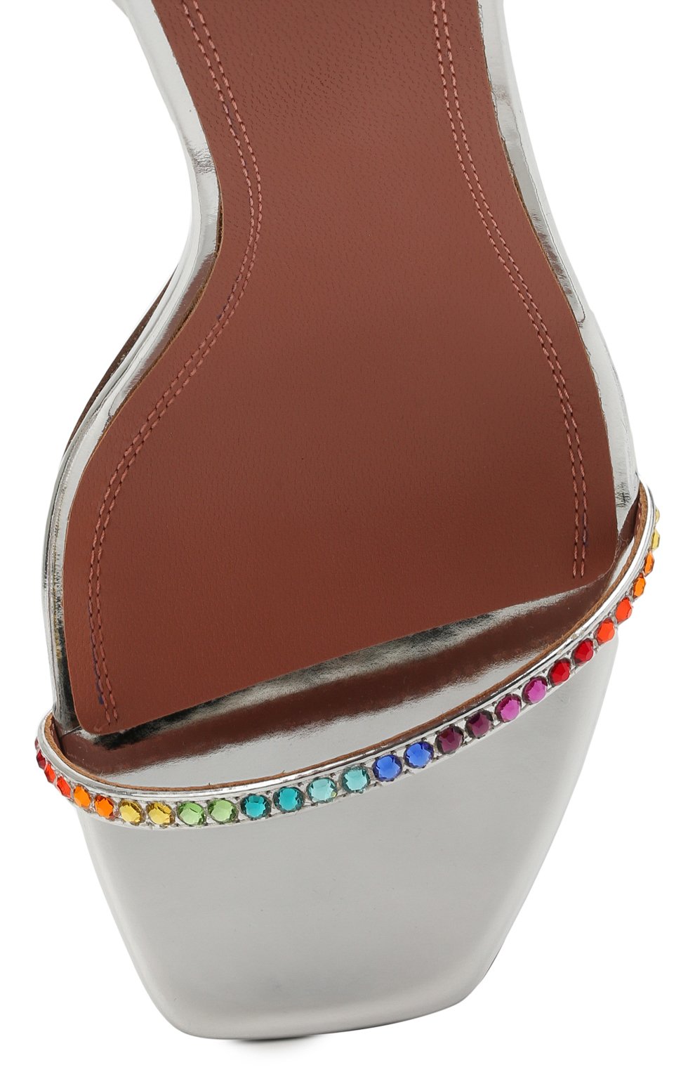 Кожаные босоножки awge x amina muaddi AMINA MUADDI, арт. LSD GLADI/SPECCHI0 AM/ARGENT0/RAINB0W, фото 5