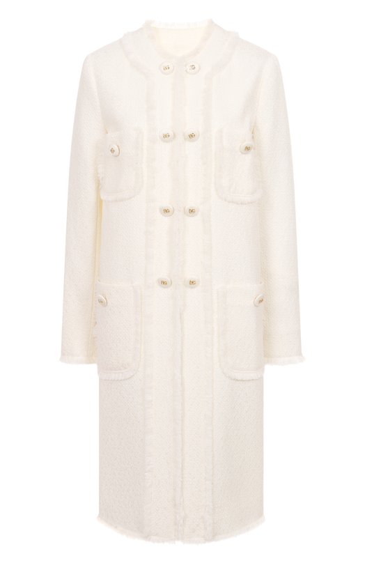 Пальто из шерсти и вискозы Dolce & Gabbana F0C3UT/HUMUA Белый F0C3UT/HUMUA