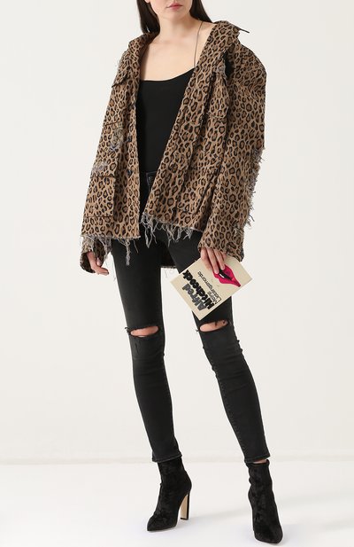 Куртка с потертостями и леопардовым принтом R13, арт. R13W2011-10, фото 2