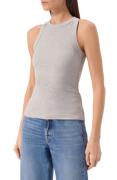 Майка из хлопка и шелка 12 STOREEZ серого цвета по цене 4800 руб., арт. 136694, фото 3 Майка из хлопка и шелка 12 STOREEZ, арт. 136694, фото 3