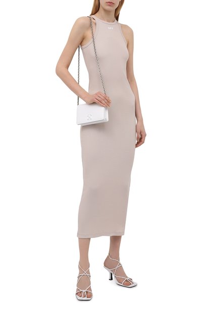 Хлопковое платье OFF-WHITE светло-бежевого цвета по цене 42550 руб., арт. 0WDB318S21JER001, фото 2 Хлопковое платье OFF-WHITE, арт. 0WDB318S21JER001, фото 2
