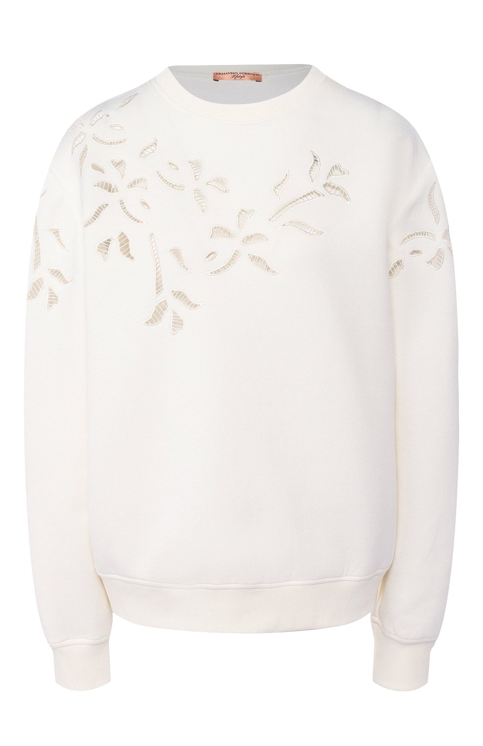 Хлопковый пуловер с круглым вырезом ERMANNO SCERVINO, арт. D334M501FEY, фото 1