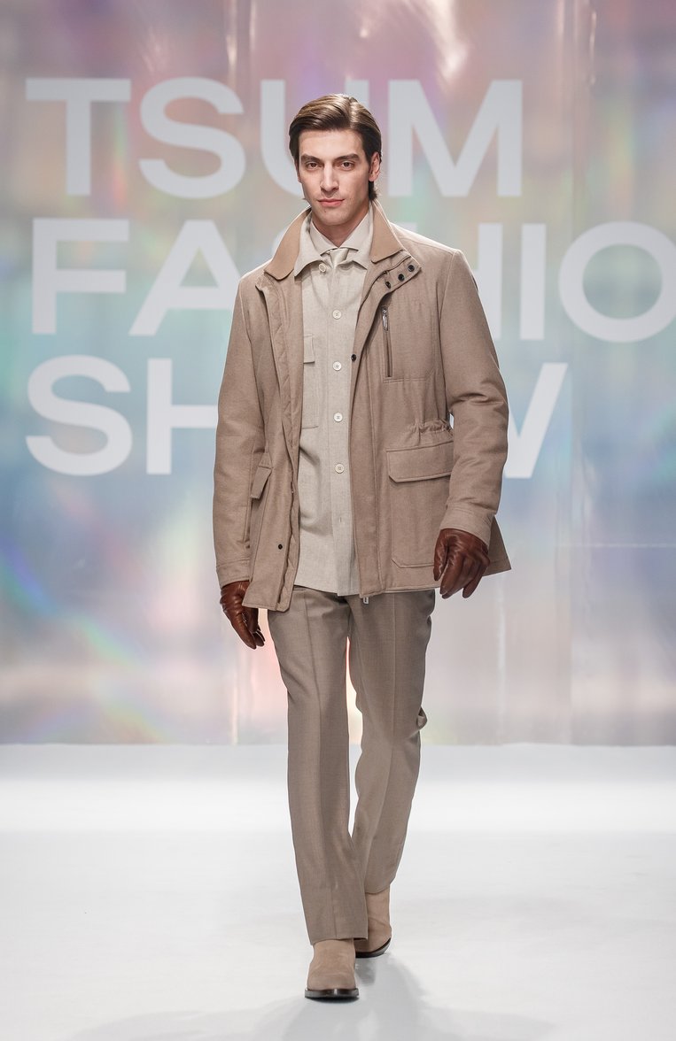 Мужские шерстяные брюки GIORGIO ARMANI бежевого цвета, арт. GM000342/TE10959 | Фото 6 (Материал внешний: Шерсть; Длина (брюки, джинсы): Стандартные; Материал сплава: Проставлено; Драгоценные камни: Проставлено; Случай: Формальный; Стили: Классический)