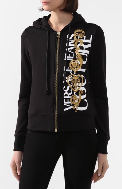 Хлопковая толстовка VERSACE JEANS COUTURE черного цвета по цене 46100 руб., арт. B6HVB71T-VDM306 15AW/30318, фото 3 Хлопковая толстовка VERSACE JEANS COUTURE, арт. B6HVB71T-VDM306 15AW/30318, фото 3