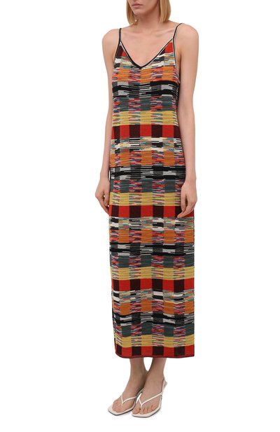 Шерстяное платье PALM ANGELS разноцветного цвета по цене 63950 руб., арт. PWHI001F21KNI0018484, фото 3 Шерстяное платье PALM ANGELS, арт. PWHI001F21KNI0018484, фото 3